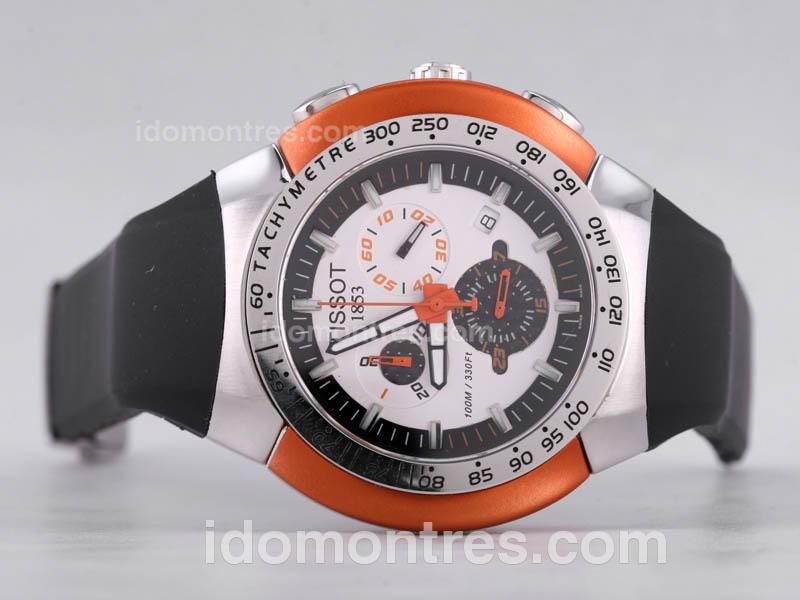 Tissot Sport Working Chronograph with White Dial-Orange