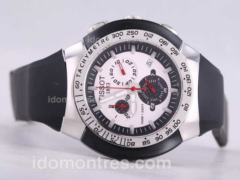 Tissot Sport Working Chronograph with White Dial-Black