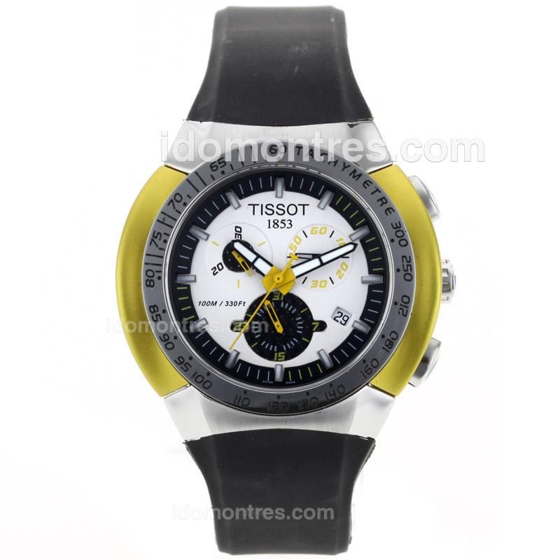 Tissot Sport Working Chronograph with White Dial-Yellow
