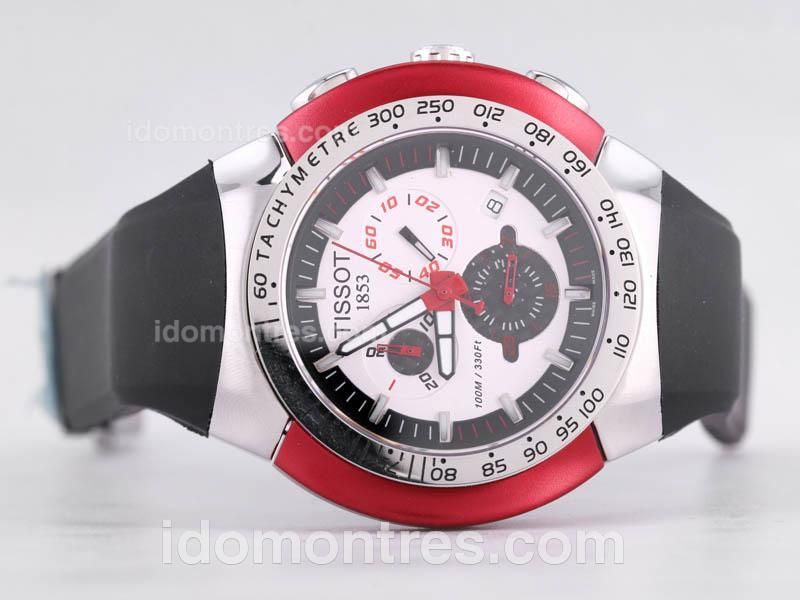 Tissot Sport Working Chronograph with White Dial-Red