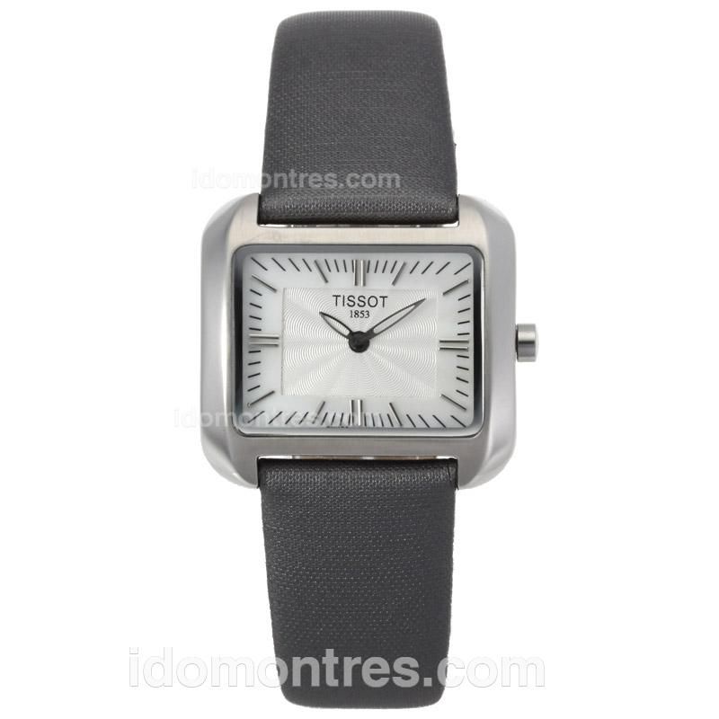 Tissot T Wave White Dial with Leather Strap-Lady Size