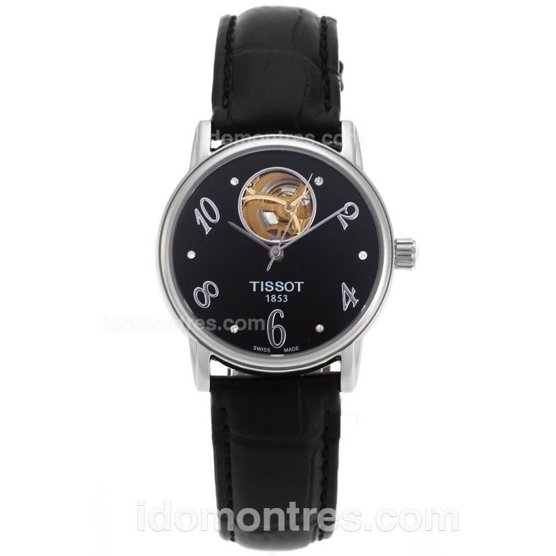 Tissot Tourbillon Automatic Black Dial with Leather Strap-Lady Size