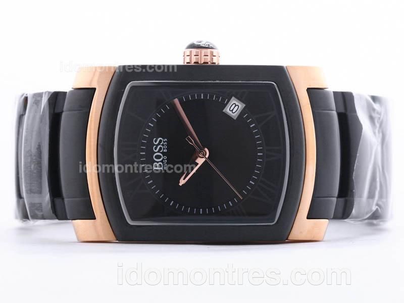 Hugo Boss Classic Rose Gold Case with Black Dial-PVD Strap