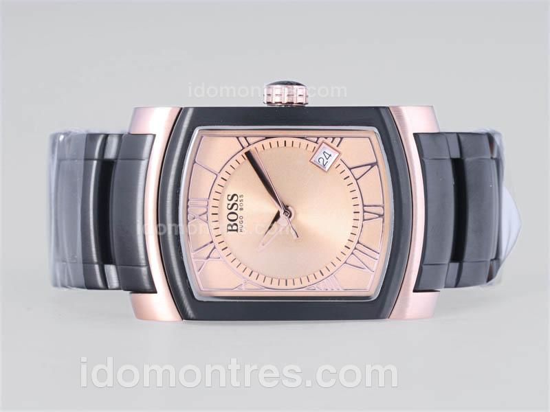 Hugo Boss Classic Rose Gold Case with Champagne Dial-PVD Strap