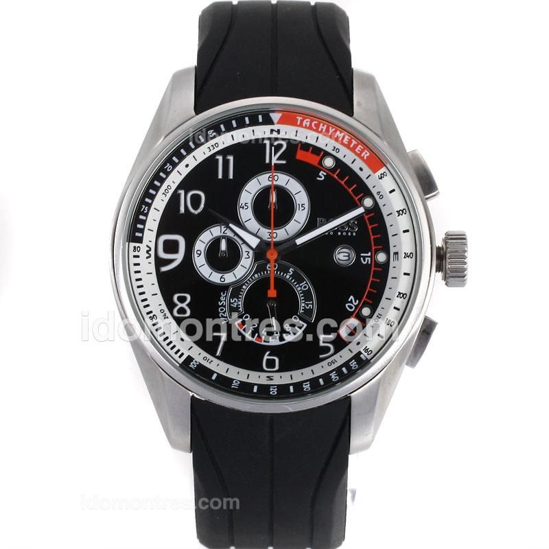 Hugo Boss Classic Working Chronograph with Black Dial-Rubber Strap