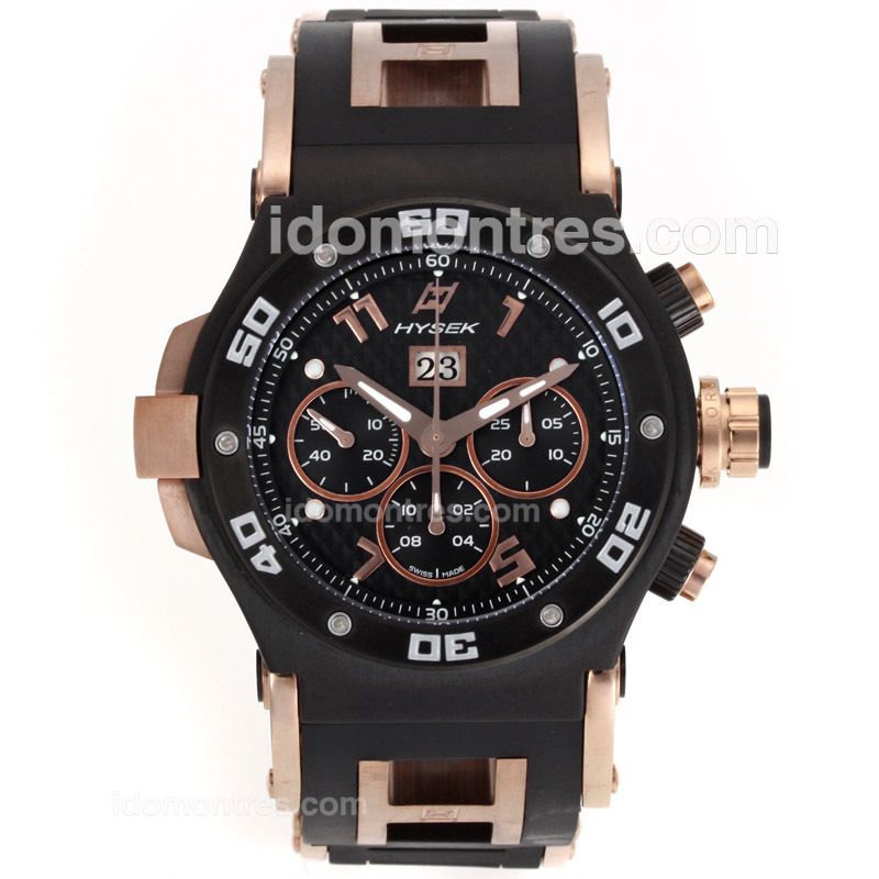 HYSEK ABYSS Explorer Chronograph Swiss Valjoux 7750 Movement PVD/Rose Gold with Black Dial