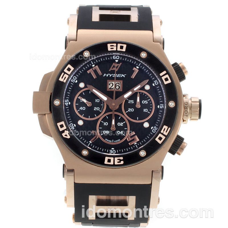 HYSEK ABYSS Explorer Chronograph Swiss Valjoux 7750 Movement Rose Gold Case with Black Dial