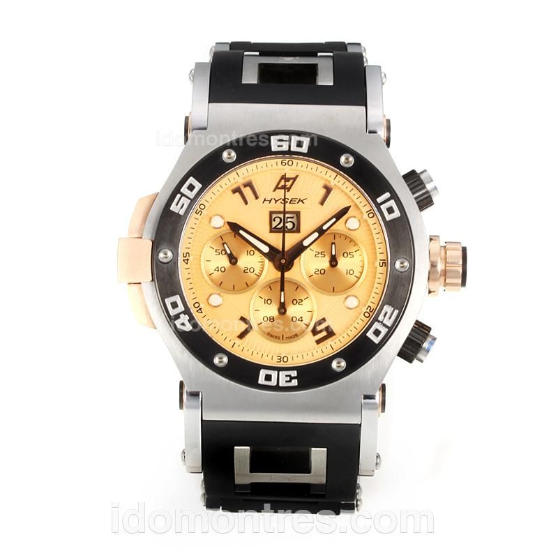HYSEK ABYSS Explorer Chronograph Swiss Valjoux 7750 Movement Two Tone with Champagne Dial