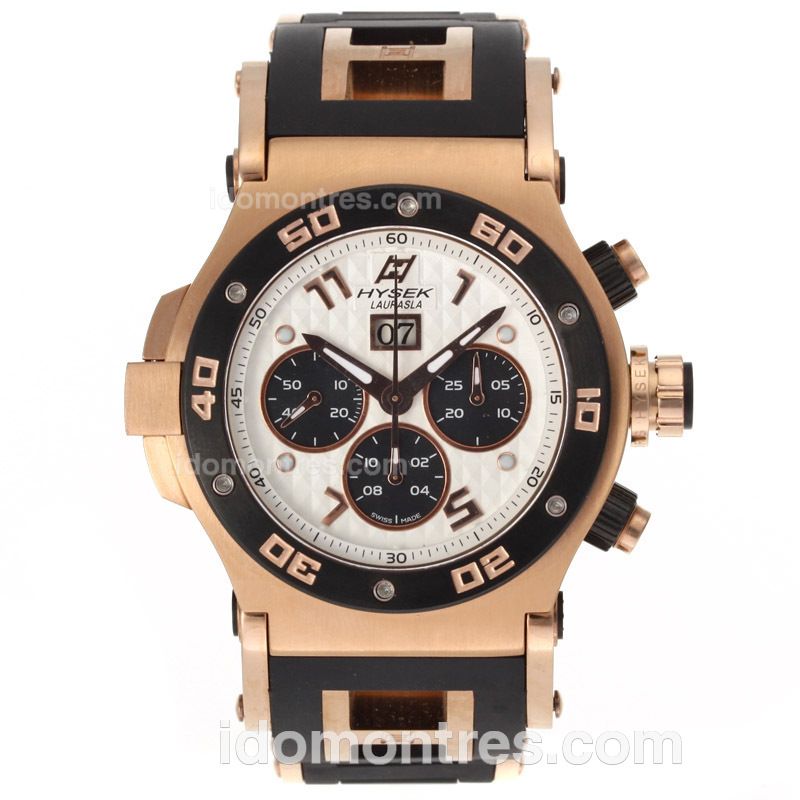HYSEK ABYSS Explorer Chronograph Swiss Valjoux 7750 Movement Rose Gold Case with White Dial