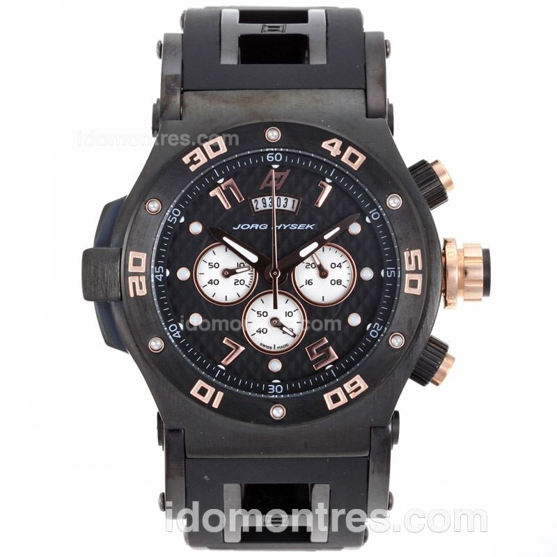HYSEK ABYSS Explorer Working Chronograph PVD Case with Black Dial-Rubber Strap