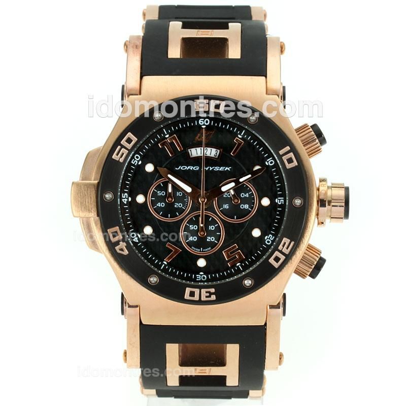 HYSEK ABYSS Explorer Working Chronograph Rose Gold Case with Black Dial-Rubber Strap