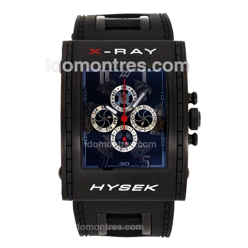 HYSEK Automatic PVD Case with Skeleton Dial-Rubber Strap