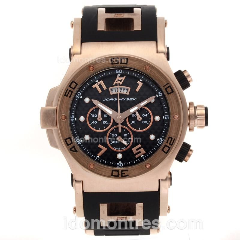 HYSEK ABYSS Explorer Working Chronograph Rose Gold Case with Black Dial-Rubber Strap