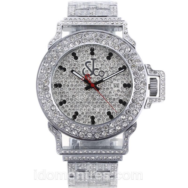 Jacob & Co Classic Automatic Full Diamond Case and White Dial