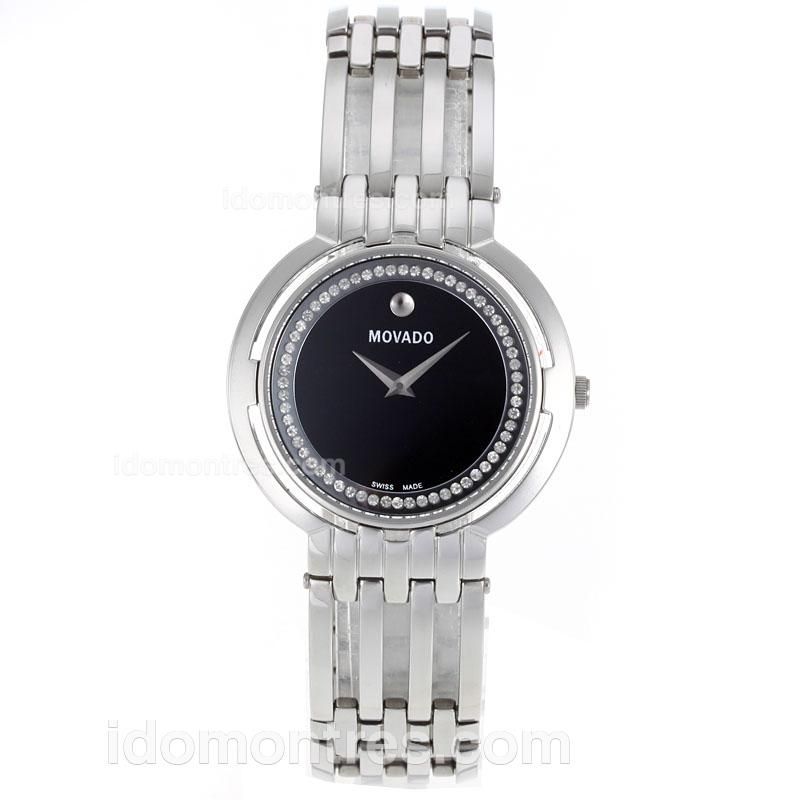 Movado Museum Diamond Inner Bezel with Black Dial S/S-Sapphire Glass