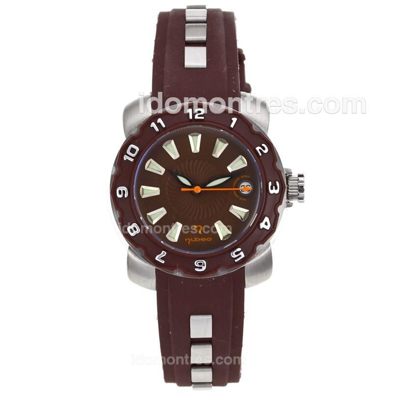 Nubeo Adventure Brown Bezel Brown Dial with Rubber Strap-Lady Size