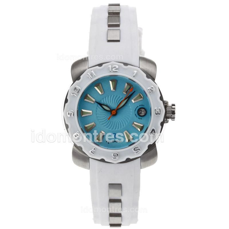 Nubeo Adventure White Bezel Blue Dial with Rubber Strap-Lady Size