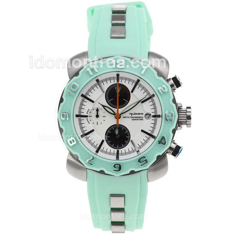Nubeo Adventure Working Chronograph Green Bezel with White Dial-Green Rubber Strap