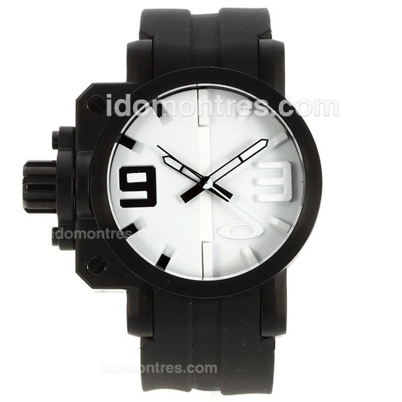 Oakley Gearbox PVD Case with White Dial-Rubber Strap