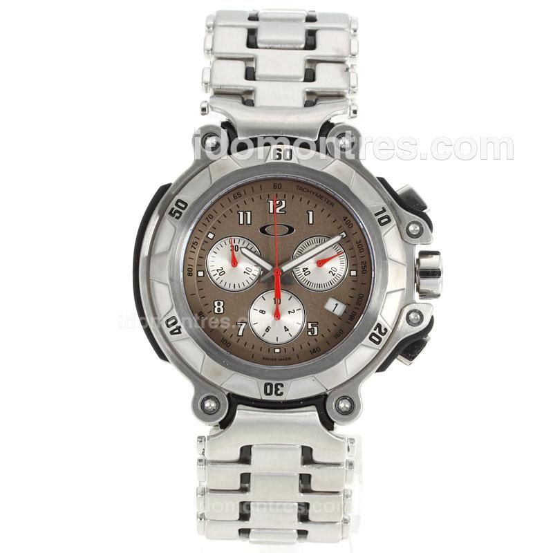 Oakley Swiss ETA Working Chronograph Number Markers with Gray Dial-Sapphire Glass
