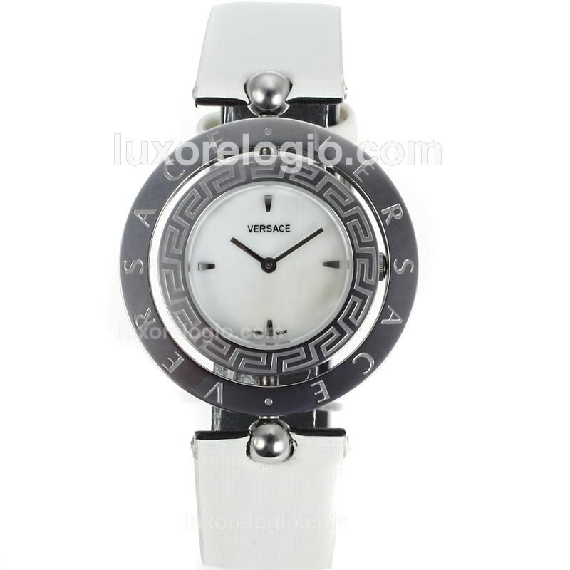 Versace Eon Mop Dial With Leather Strap-Lady Size