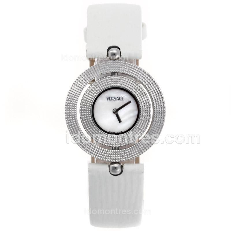 Versace MOP Dial with Leather Strap-Lady Size