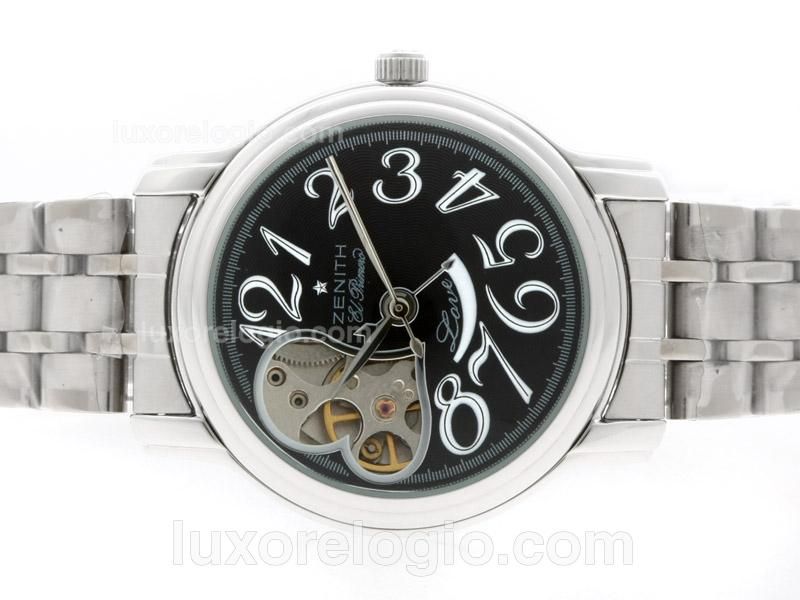 Zenith ChronoMaster Open Retrograde Automatic Number Markers with Black Dial S/S-Lady Size