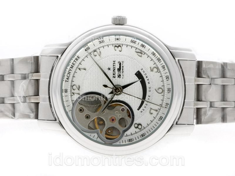 Zenith ChronoMaster Open Retrograde Automatic Number Markers with White Dial S/S-Lady Size