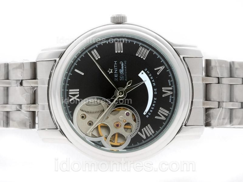 Zenith ChronoMaster Open Retrograde Automatic Roman Markers with Black Dial S/S-Lady Size