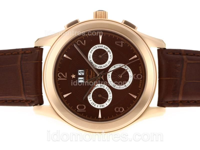 Zenith Classic Perpetual Calendar Automatic Rose Gold Case with Brown Dial and Strap