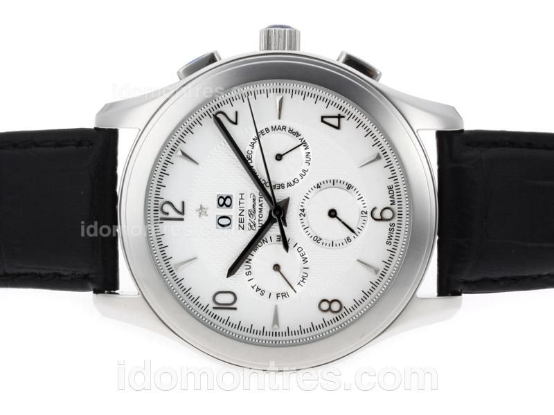 Zenith Classic Perpetual Calendar Automatic with White Dial-Leather Strap