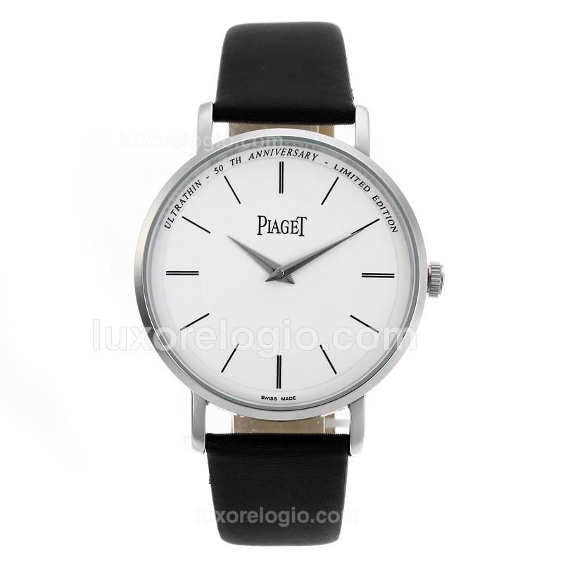 Piaget Altiplano 50th Anniversary Limited Edition with White Dial-Leather Strap