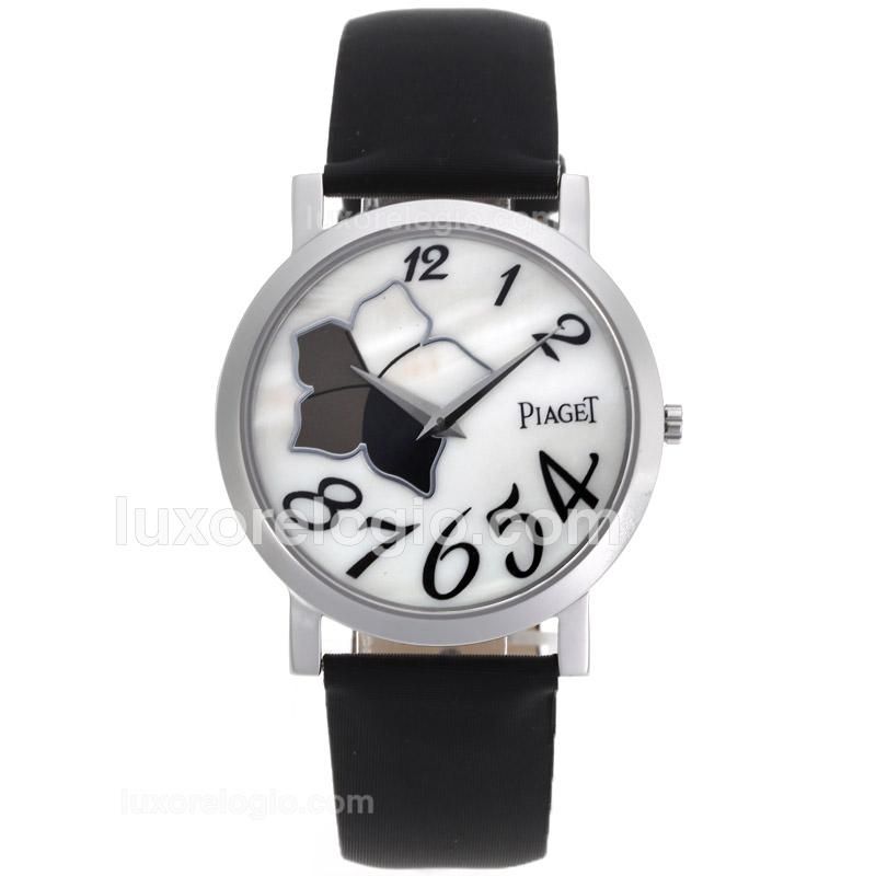 Piaget Altiplano Silver Case with Flower MOP Dial-Leather Strap