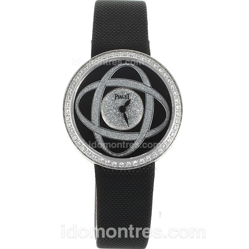Piaget Altiplano Diamond Bezel with Black Dial-Leather Strap