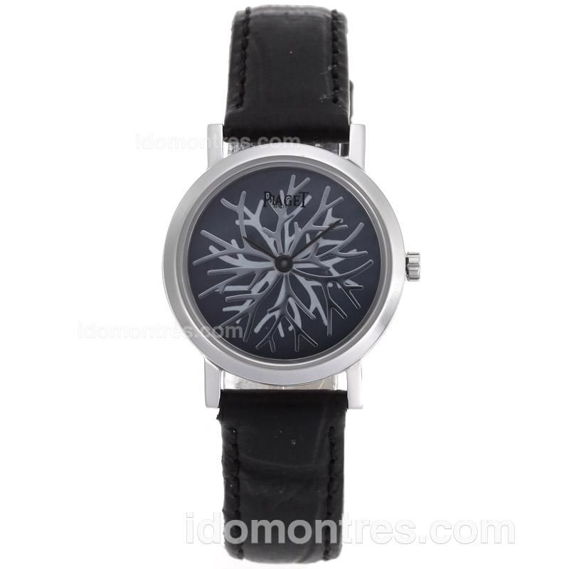Piaget Altiplano Silver Case with Black MOP Dial-Leather Strap